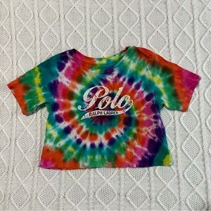 Polo by Ralph Lauren Short-Sleeve Rainbow Tie-Dye Logo Boxy Tee shirt